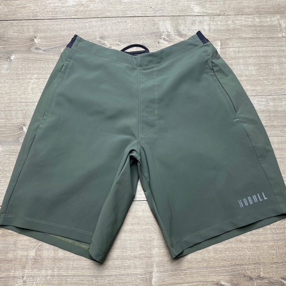 NOBULL Shorts Mens M Green Nylon Lycra Training Workout CrossFit Athletic 8"